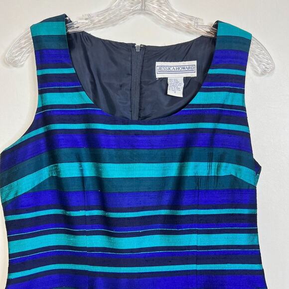 Vintage Y2K Jessica Howard Size 8 Silk Blend 2000s Midi Shift Dress Office - Picture 2 of 12